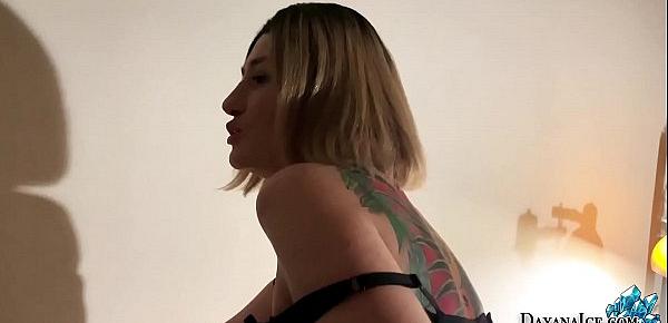  Tattoed Blonde Blowjob Dick and Anal Sex in Lingerie after Party